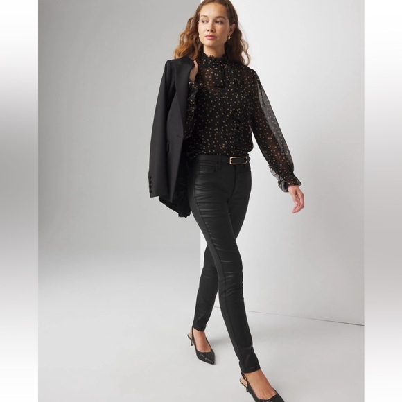 White House Black Market High-Rise Coated Skinny Jeans Size 14 NWT - Picture 1 of 5